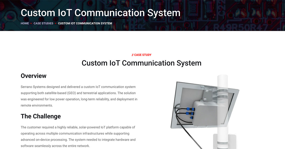 Custom IoT Communication System - Serrano Systems Inc